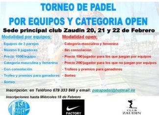 Torneo de Padel en el Club Zaudin, Sevilla. 20-22 de Febrero