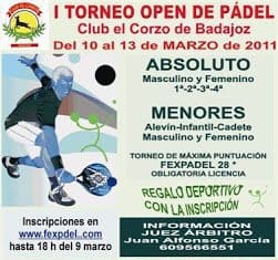 Torneo de Padel en Badajoz. Club el Corzo. 10-13 marzo