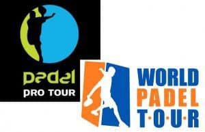 Hasta en los logos se diferencian World Padel Tour y Padel Pro Tour. COn un jugador golpeando de derecha y otro de revés.