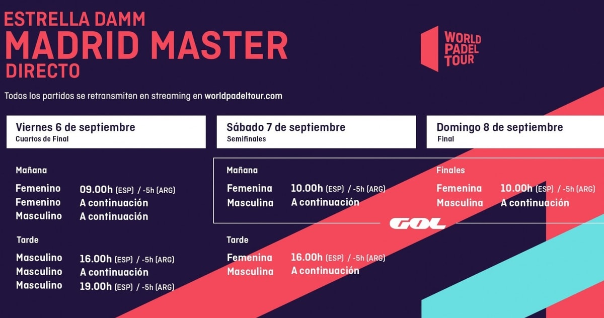 Horarios World Padel Tour Madrid Master EN DIRECTO