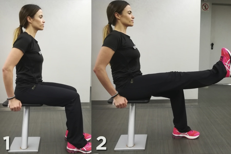Ejercicios de Flexion de caderas y extension de rodilla haciendo fuerza