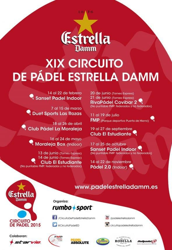 Calendario 2015 Circuito de padel Estrella Damm MADRID