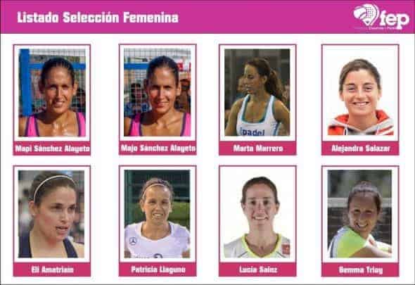 Jugadores del Equipo Femenino Español para el Mundial de Pádel 2016
