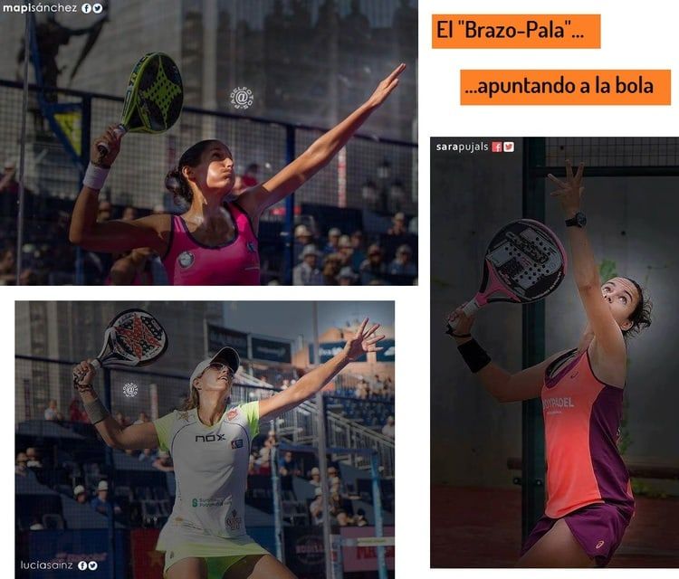 Brazo-Pala apuntando la bola antes del remate de padel