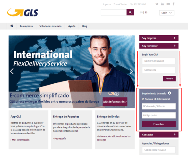 Web de GSL - Empresa de envío