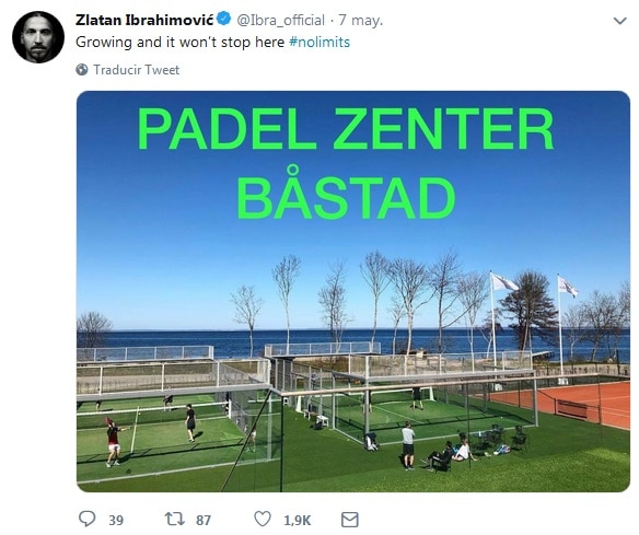 Ibrahimovic promociona club padel zenter en redes sociales