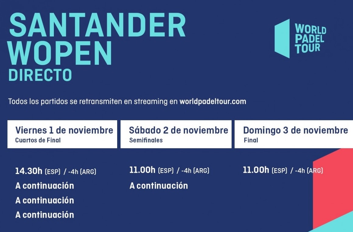 Horarios World Padel Tour Santander Femenino EN DIRECTO