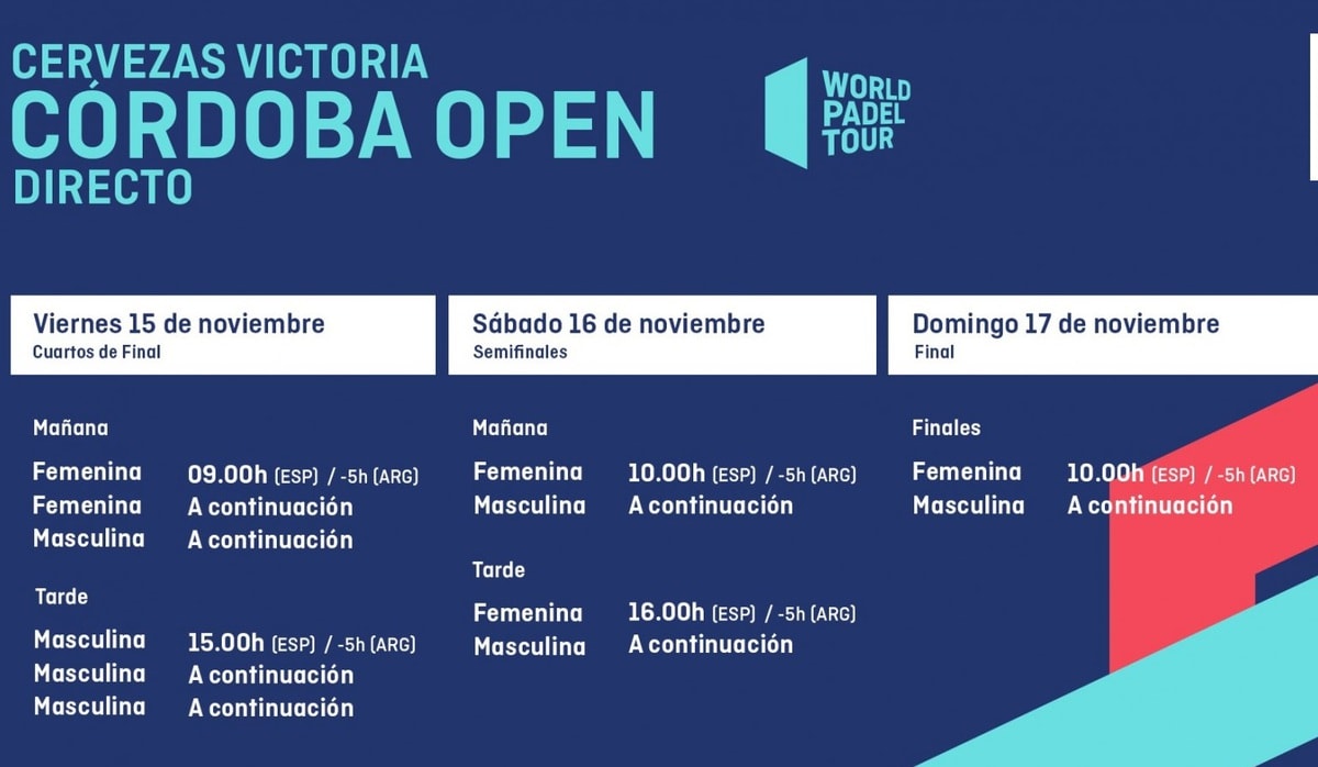 Horarios Partidos En Directo World Padel Tour Cordoba 2019