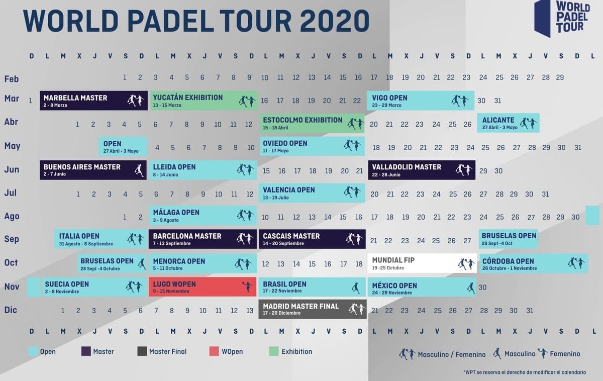 Calendario World Padel Tour 2020 ¡22 Torneos en 9 Países! PadelStar