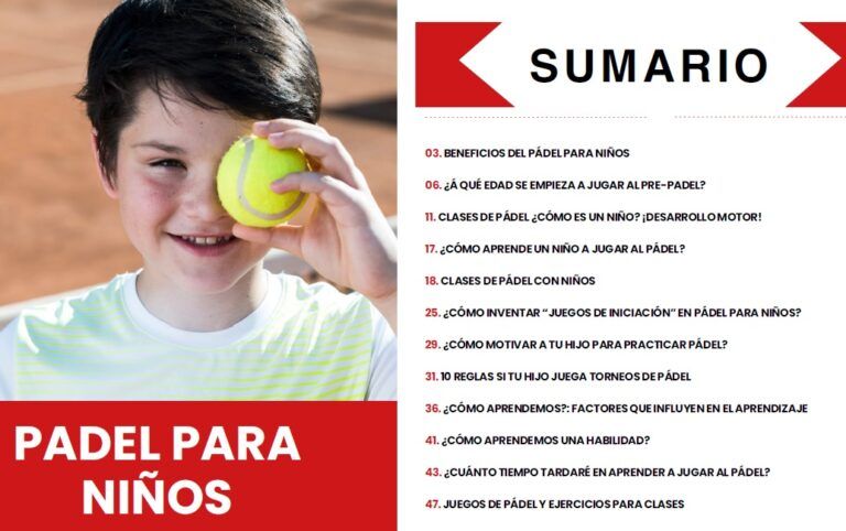Sumario de la guía Pádel para niños