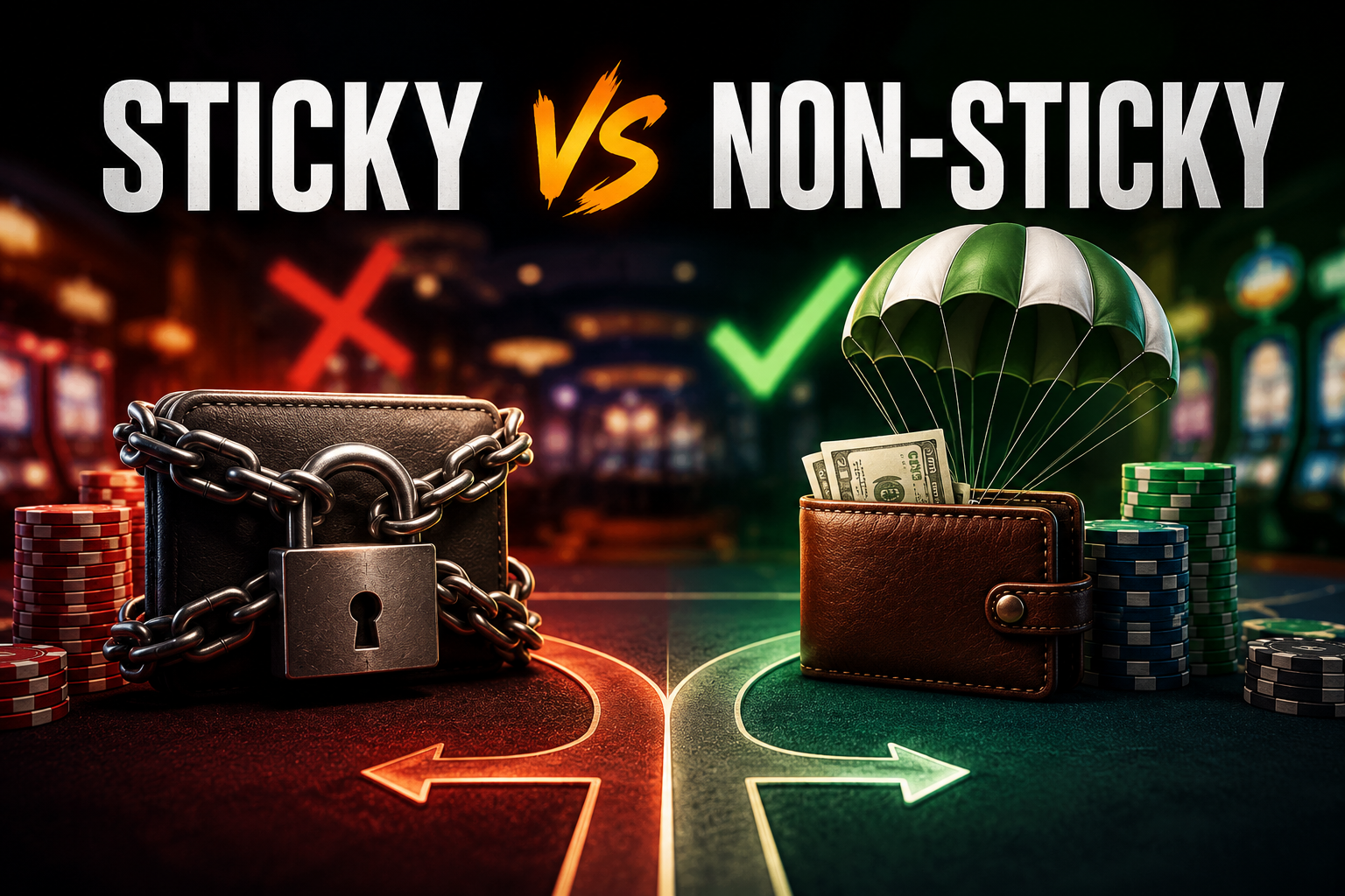 Bonos «sticky» frente a bonos «non-sticky»: conoce tu vía de escape Bonos sticky vs non-sticky