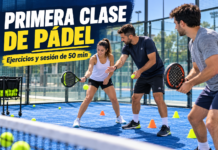 Primera clase de pádel: ejercicios y sesión de 50 minutos Primera clase de pádel al aire libre